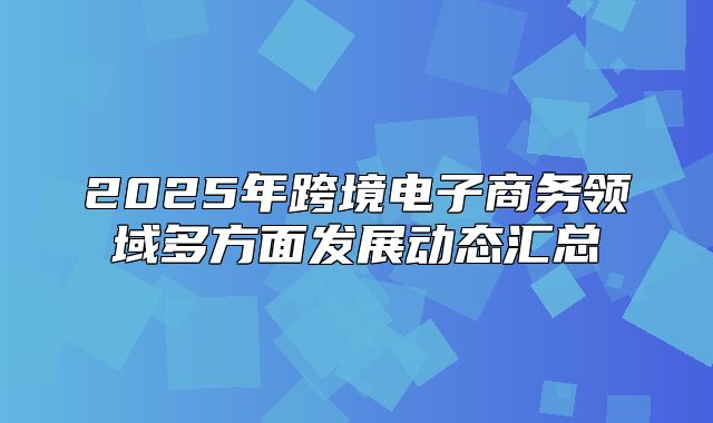2025年跨境电子商务领域多方面发展动态汇总