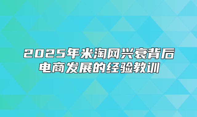 2025年米淘网兴衰背后电商发展的经验教训