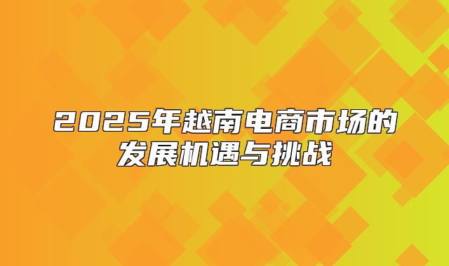 2025年越南电商市场的发展机遇与挑战