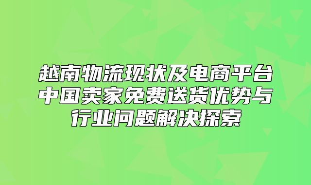 越南物流现状及电商平台中国卖家免费送货优势与行业问题解决探索