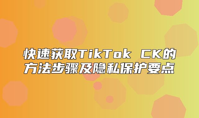 快速获取TikTok CK的方法步骤及隐私保护要点