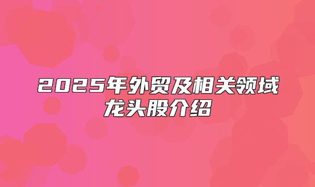 2025年外贸及相关领域龙头股介绍