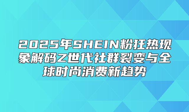 2025年SHEIN粉狂热现象解码Z世代社群裂变与全球时尚消费新趋势