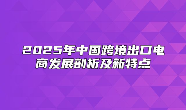 2025年中国跨境出口电商发展剖析及新特点