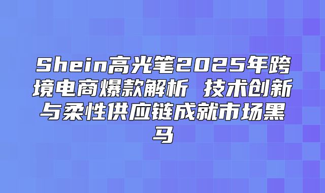 Shein高光笔2025年跨境电商爆款解析 技术创新与柔性供应链成就市场黑马