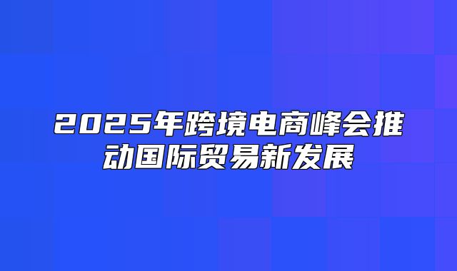 2025年跨境电商峰会推动国际贸易新发展