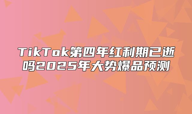TikTok第四年红利期已逝吗2025年大势爆品预测