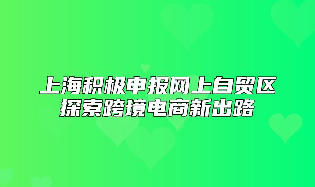 上海积极申报网上自贸区探索跨境电商新出路