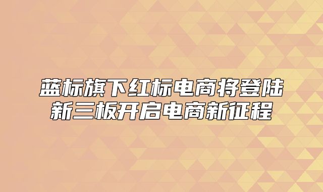 蓝标旗下红标电商将登陆新三板开启电商新征程