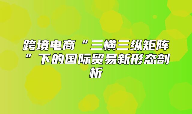 跨境电商“三横三纵矩阵”下的国际贸易新形态剖析