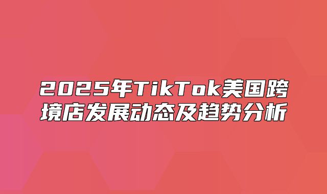 2025年TikTok美国跨境店发展动态及趋势分析