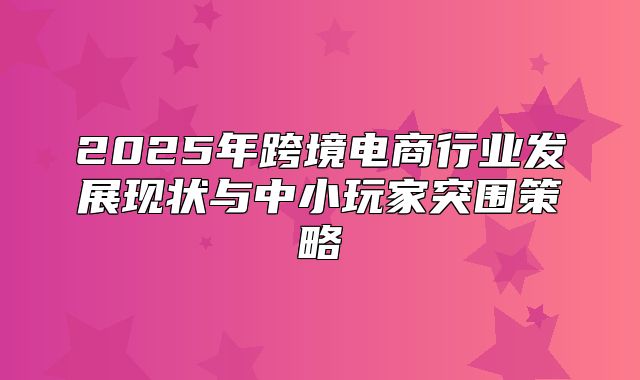 2025年跨境电商行业发展现状与中小玩家突围策略