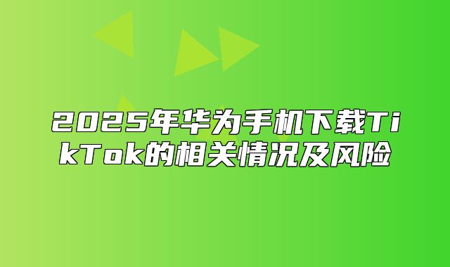 2025年华为手机下载TikTok的相关情况及风险