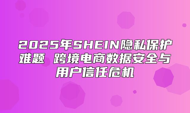 2025年SHEIN隐私保护难题 跨境电商数据安全与用户信任危机