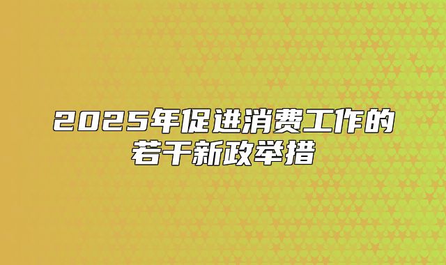 2025年促进消费工作的若干新政举措