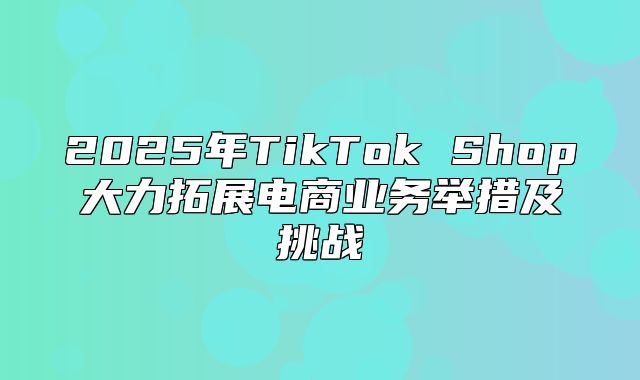 2025年TikTok Shop大力拓展电商业务举措及挑战