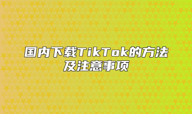 国内下载TikTok的方法及注意事项