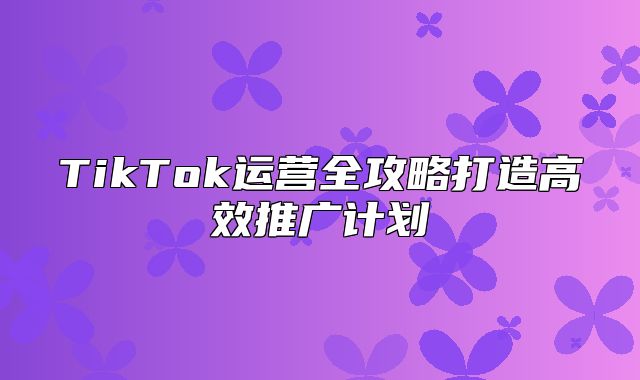 TikTok运营全攻略打造高效推广计划