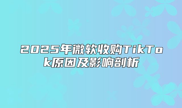 2025年微软收购TikTok原因及影响剖析