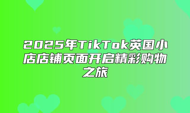 2025年TikTok英国小店店铺页面开启精彩购物之旅