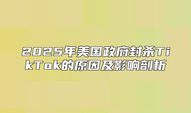 2025年美国政府封杀TikTok的原因及影响剖析
