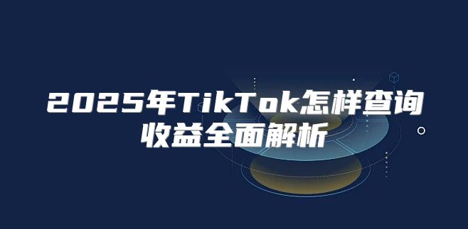 2025年TikTok怎样查询收益全面解析