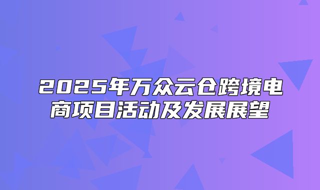 2025年万众云仓跨境电商项目活动及发展展望