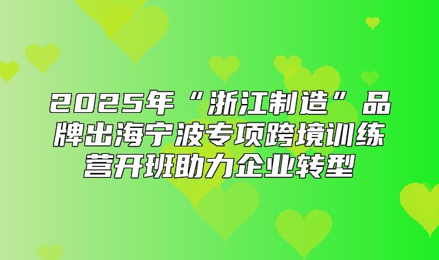 2025年“浙江制造”品牌出海宁波专项跨境训练营开班助力企业转型