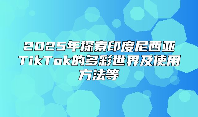 2025年探索印度尼西亚TikTok的多彩世界及使用方法等