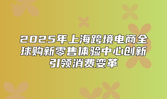 2025年上海跨境电商全球购新零售体验中心创新引领消费变革