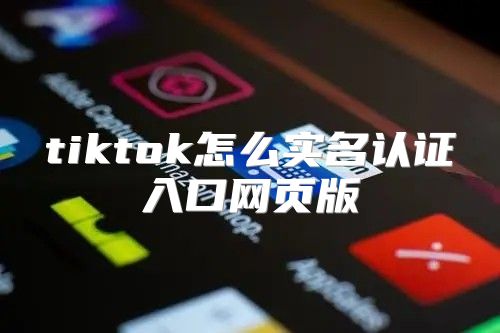 tiktok怎么实名认证入口网页版