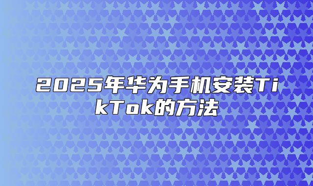 2025年华为手机安装TikTok的方法