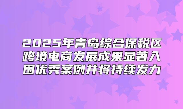 2025年青岛综合保税区跨境电商发展成果显著入围优秀案例并将持续发力