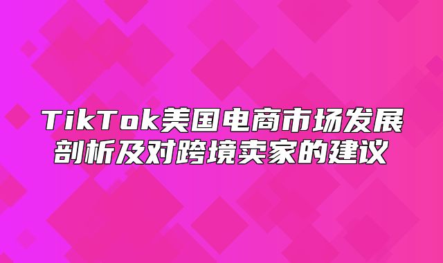 TikTok美国电商市场发展剖析及对跨境卖家的建议