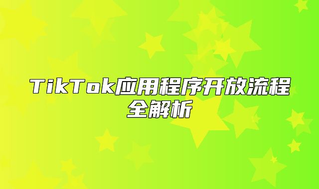 TikTok应用程序开放流程全解析