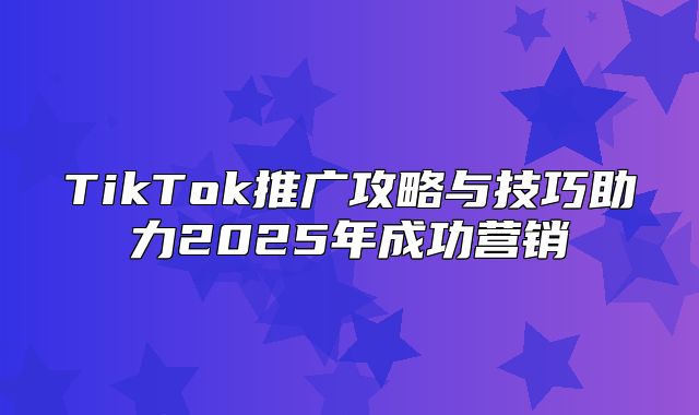 TikTok推广攻略与技巧助力2025年成功营销
