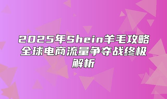2025年Shein羊毛攻略全球电商流量争夺战终极解析