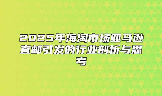 2025年海淘市场亚马逊直邮引发的行业剖析与思考