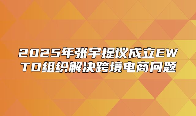 2025年张宇提议成立EWTO组织解决跨境电商问题