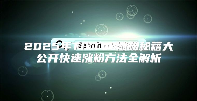 2025年TikTok涨粉秘籍大公开快速涨粉方法全解析