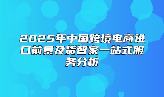 2025年中国跨境电商进口前景及货智家一站式服务分析