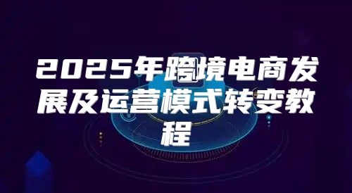 2025年跨境电商发展及运营模式转变教程