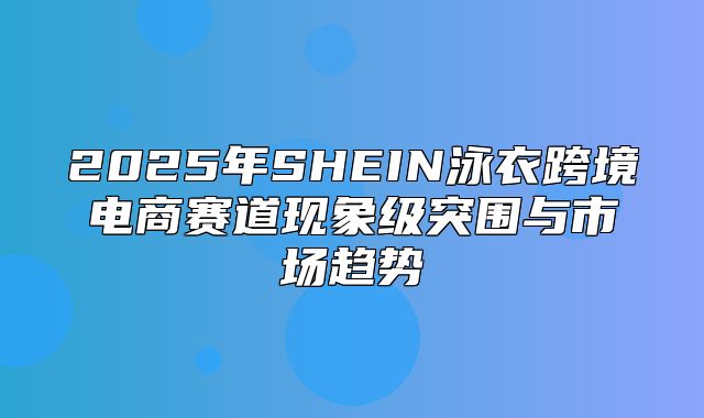 2025年SHEIN泳衣跨境电商赛道现象级突围与市场趋势