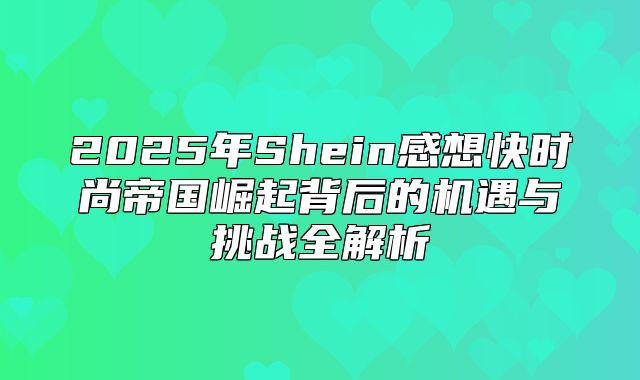 2025年Shein感想快时尚帝国崛起背后的机遇与挑战全解析