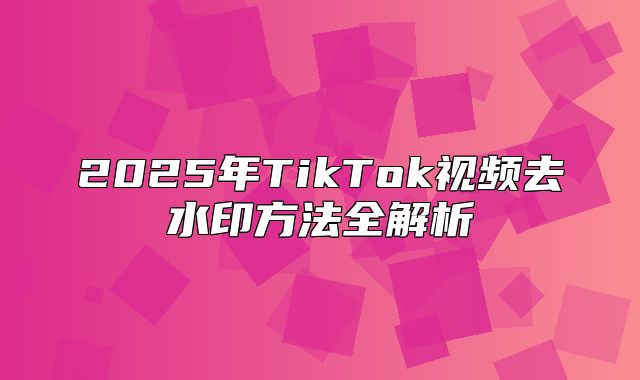 2025年TikTok视频去水印方法全解析