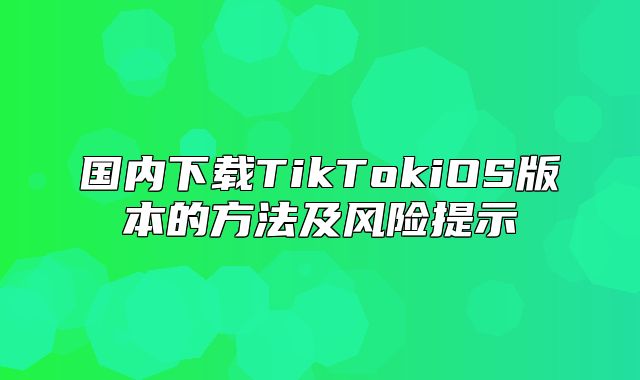 国内下载TikTokiOS版本的方法及风险提示