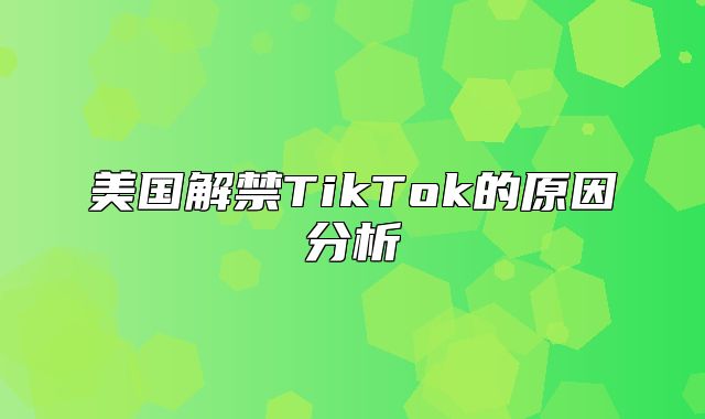 美国解禁TikTok的原因分析