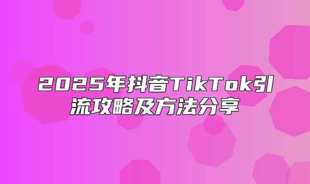 2025年抖音TikTok引流攻略及方法分享