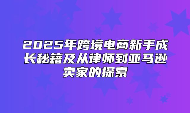 2025年跨境电商新手成长秘籍及从律师到亚马逊卖家的探索
