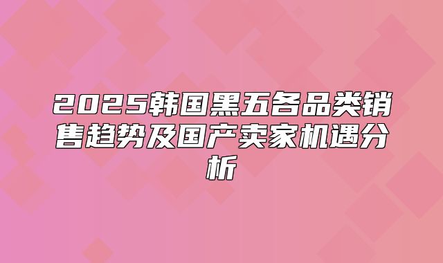 2025韩国黑五各品类销售趋势及国产卖家机遇分析